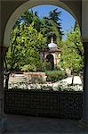 View of an elegant domed building in the gardens of the Real Alcazar Palace,Seville,Spain