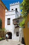 A narrow passage leads under one of the highly decorated houses in Seville's old Jewish Quarter.