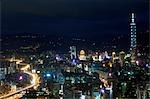 Stadtansicht von Taipei Nacht Zeit und Taipei 101 Gebäude aus Sternwartenturm