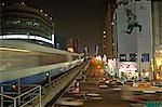 Taipei night time city view and monorail