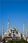 The Blue Mosque,also known as the Sultanahmet Mosque,gives its name to the surrounding area. Built under Sultan Ahmet (1603-1617AD) and designed by Mehmet Aga,Istanbul,Turkey