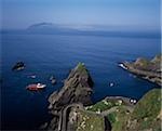 Dunquin Harbour avec Great Blasket Island, la péninsule de Dingle, comté de Kerry, Irlande
