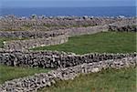 Aran-Inseln, Co. Galway, Irland; Blick auf eine Steinmauer