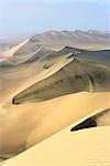 Sand dunes stretch into the distance,in the coastal desert bordering Ica,in southern Peru