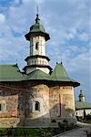 Roumanie, Moldavie, Moldovita. Un mur de l'église à l'intérieur du monastère de Moldovita.