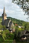 Romania,Maramures,Botiza. A 17th century wooden church.