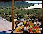 Breakfast on the deck at Kwandwe Lodge.