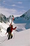 Cross country skier Turnagain Pass SC AK winter scenic