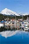 Scenic view of the harbor and Auke Bay, near Juneau, in the Inside Passage of Southeast Alaska