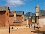 An attractive Betsileo village and church near Ambalavao,Madagascar