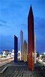 Mexico,Mexico City. The Torres de Satlite (Satelite Towers) are urban sculptures located in Ciudad Satalite (Satellite City),a middle class zone,in the northern part of Naucalpan,Mexico City.