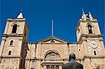 Malta,Valletta. The facade of St John's Co-Cathedral in the centre of the walled city of Valletta.