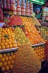 Fruit and olives on a market stall inside the mediaeval souk