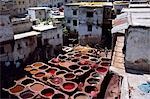 The dyeing pits of one of the largest leather tanneries in Fez.
