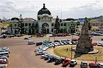 Mozambique,Maputo. The Railway Station on the Praça dos Trabalhadores in the Baixa district of Maputo. The railway station was once the most important railway line in South Africa. It was built by an architect of the Eiffel school. It is no longer in use,though it is home to a very popular bar,and a gallery. Maputo is the capital of Mozambique.