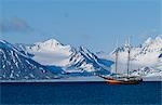 Noordelicht at anchor off the west coast of Spitsbergen.