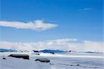 Norway,Troms,Lyngen Alps. A summer fishing camp provides useful refuge and shelter from the frequent storms during the winter.