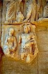 Detail of part of the interior of the Arch of Septimus Severus (AD 203) at Leptis Magna,Libya. The decoration shows historical scenes of military campaigns.