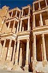 Part of the facade behind the stage in the Theatre in Sabratha,Libya. The whole facade comprises three tiers,with 108 fluted Corinthian columns.