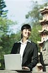 Young woman using laptop