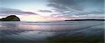 New Zealand, beach at sunset, panoramic view