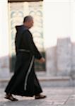 Israel, Jerusalem, monk, side view, blurred