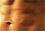 Man's abdomen, close up.