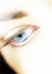 Woman's blue eye, high angle view, close-up