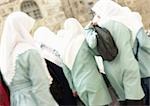 Israel, Jerusalem, Israel, Jerusalem, women wearing headscarves, rear view