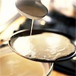 Close-up of batter being poured onto a skillet