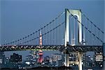 Rainbow Bridge and Tokyo Tower, Tokyo, Kanto Region, Honshu, Japan