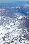 The Andes, snow-covered mountain range, aerial view