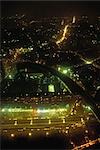 City illuminated at night, high angle view