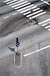 Crosswalk and traffic arrows, high angle view