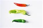 Red, yellow and green peppers, close-up