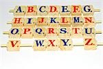 Wooden alphabet blocks, close-up