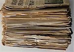 Pile of old newspaper, close-up