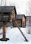 Suède, cabine de bois dans la neige