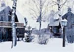Suède, maisons dans la neige