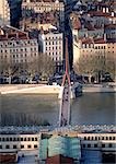 France, Lyon, bridge across the Rhone River