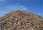 Heaping pile of wood chips