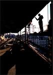 Silhouette of person in construction site