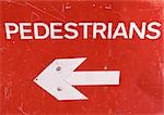 Directional sign for pedestrians, close-up