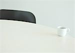 Coffee cup on edge of table