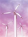 Wind Turbines Against Pink Sky