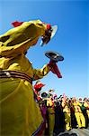 China, Peking. Changdain Straße fair - Chinesisches Neujahr Frühlingsfest - Darsteller Trommeln.