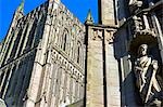 Angleterre, Worchestershire, Worcester. Cathédrale de Worcester - une cathédrale anglicane située sur une rive, avec vue sur la rivière Severn. Son nom officiel est l'église cathédrale du Christ et la Vierge Marie - ici vue du côté sud.