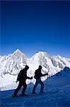 Skieurs sur le Glacier d'Argentière, Chamonix, France