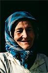 Old lady in scarf in the village of Roglglt,High Atlas Mountains,Southern Morocco.