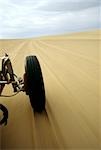 Excès de vitesse dans les sables du désert dans un dune buggy, près du village oasis de Huacachina, sud du Pérou